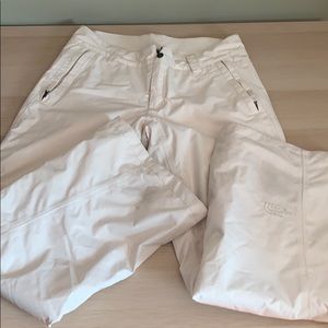 White north face ski pants
